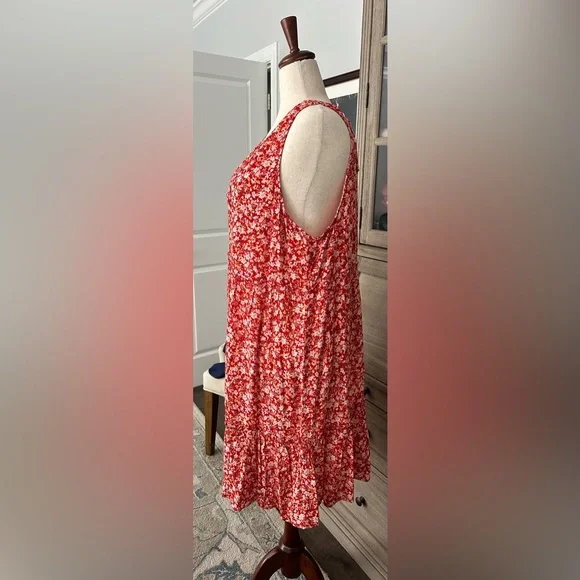 NWT Floral Red Sleeveless Dress with Tie Back -3X - Picture 3 of 10